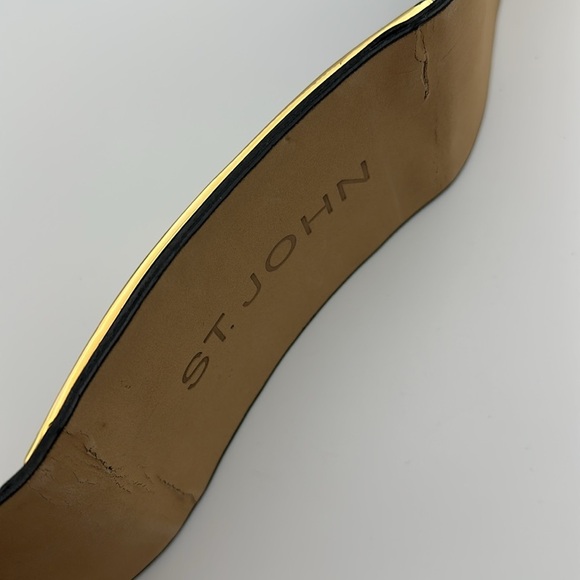 St. John Ladies Leather Belt Wide Large Gold Buckle SzSmall - Picture 8 of 14